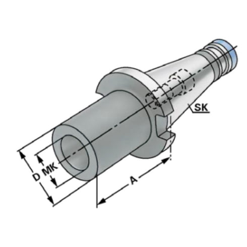 ISO Taper for End Mills with Tapered Shank and Thread, DIN 2080 Dimensions
